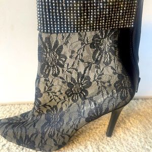 Lace bootie heels